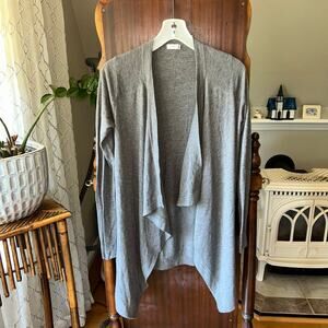 Vince Merino Wool Blend Gray Size Small Waterfall Sweater Long Sleeve Thin Knit